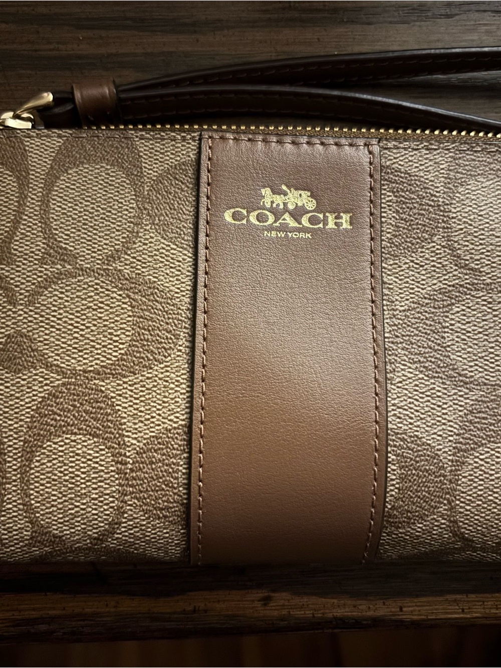 Coach Women’s Brown Signature Wristlet
